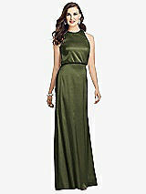 Front View Thumbnail - Olive Green Sleeveless Blouson Bodice Trumpet Gown