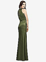 Rear View Thumbnail - Olive Green Sleeveless Blouson Bodice Trumpet Gown