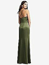 Rear View Thumbnail - Olive Green Cowl-Neck Criss Cross Back Slip Dress