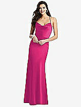 Front View Thumbnail - Think Pink Cowl-Neck Criss Cross Back Slip Dress