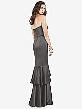 Rear View Thumbnail - Caviar Gray Strapless Tiered Ruffle Trumpet Gown