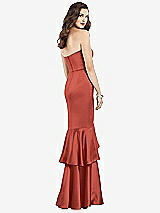 Rear View Thumbnail - Amber Sunset Strapless Tiered Ruffle Trumpet Gown