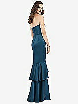Rear View Thumbnail - Atlantic Blue Strapless Tiered Ruffle Trumpet Gown