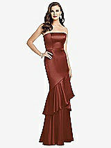 Front View Thumbnail - Auburn Moon Strapless Tiered Ruffle Trumpet Gown
