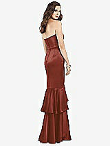 Rear View Thumbnail - Auburn Moon Strapless Tiered Ruffle Trumpet Gown