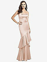 Front View Thumbnail - Cameo Strapless Tiered Ruffle Trumpet Gown