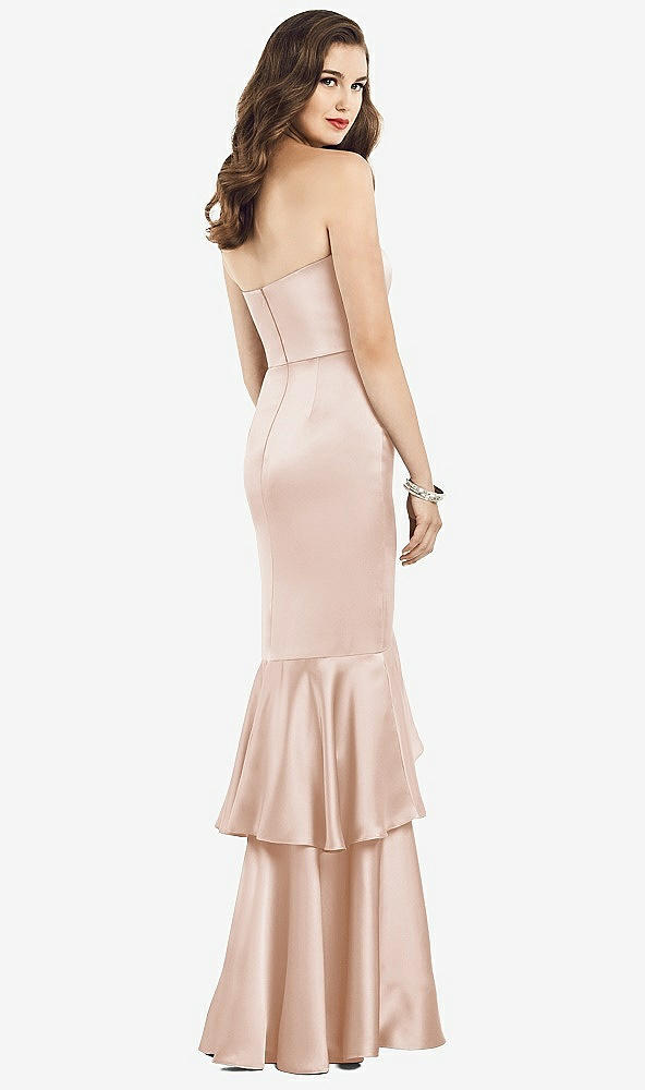 Back View - Cameo Strapless Tiered Ruffle Trumpet Gown