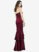 Rear View Thumbnail - Cabernet Strapless Tiered Ruffle Trumpet Gown