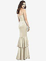 Rear View Thumbnail - Champagne Strapless Tiered Ruffle Trumpet Gown