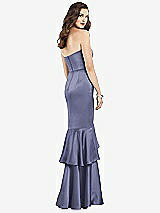 Rear View Thumbnail - French Blue Strapless Tiered Ruffle Trumpet Gown