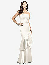 Front View Thumbnail - Ivory Strapless Tiered Ruffle Trumpet Gown