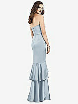 Rear View Thumbnail - Mist Strapless Tiered Ruffle Trumpet Gown