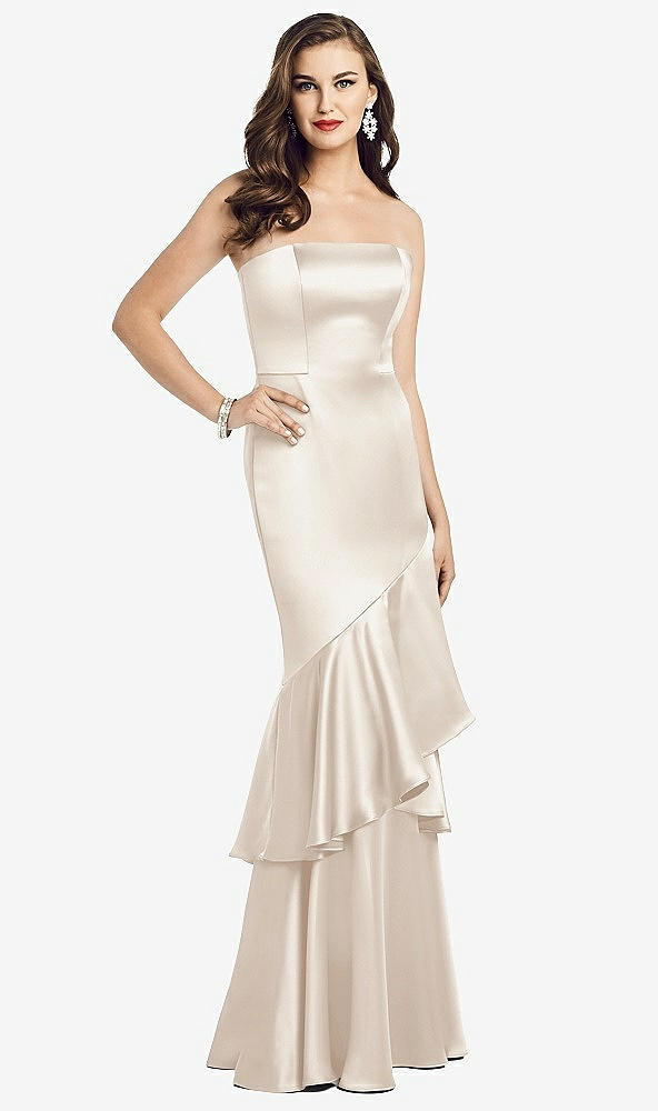 Front View - Oat Strapless Tiered Ruffle Trumpet Gown