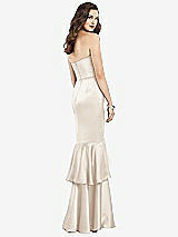 Rear View Thumbnail - Oat Strapless Tiered Ruffle Trumpet Gown