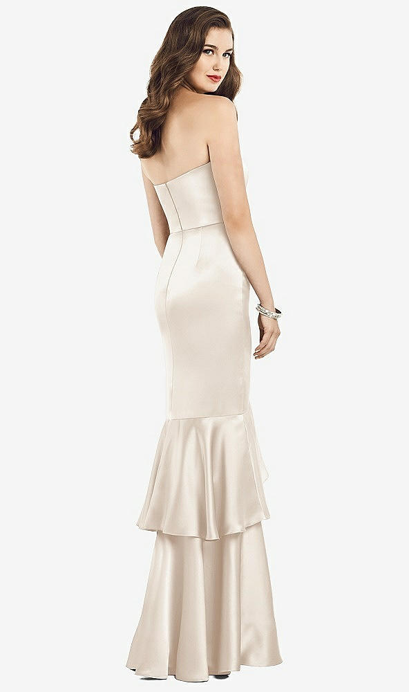 Back View - Oat Strapless Tiered Ruffle Trumpet Gown