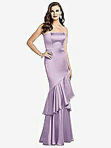 Front View Thumbnail - Pale Purple Strapless Tiered Ruffle Trumpet Gown