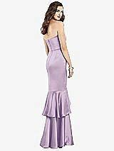 Rear View Thumbnail - Pale Purple Strapless Tiered Ruffle Trumpet Gown