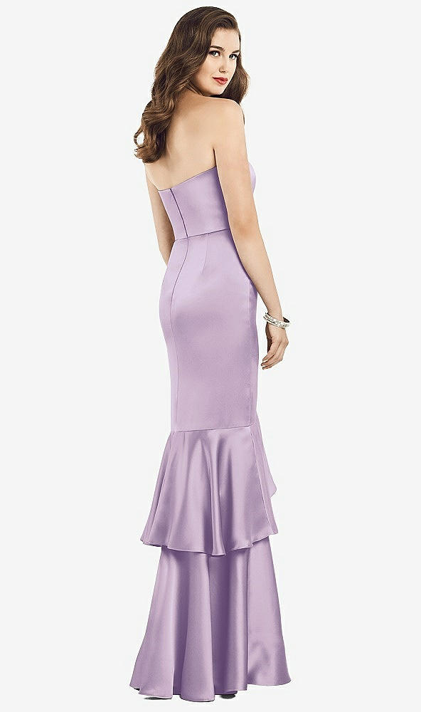 Back View - Pale Purple Strapless Tiered Ruffle Trumpet Gown