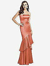 Front View Thumbnail - Terracotta Copper Strapless Tiered Ruffle Trumpet Gown