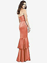 Rear View Thumbnail - Terracotta Copper Strapless Tiered Ruffle Trumpet Gown