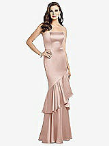 Front View Thumbnail - Toasted Sugar Strapless Tiered Ruffle Trumpet Gown