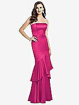 Front View Thumbnail - Think Pink Strapless Tiered Ruffle Trumpet Gown