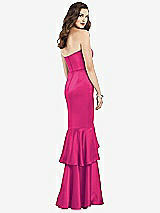 Rear View Thumbnail - Think Pink Strapless Tiered Ruffle Trumpet Gown