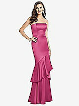 Front View Thumbnail - Tea Rose Strapless Tiered Ruffle Trumpet Gown