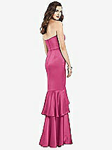Rear View Thumbnail - Tea Rose Strapless Tiered Ruffle Trumpet Gown