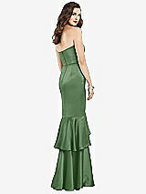 Rear View Thumbnail - Vineyard Green Strapless Tiered Ruffle Trumpet Gown