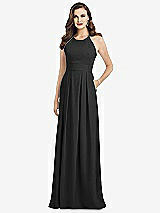Front View Thumbnail - Black Criss Cross Back Crepe Halter Dress with Pockets