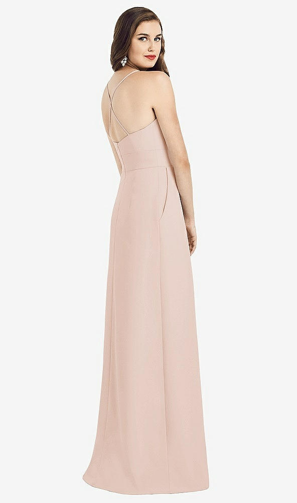Back View - Cameo Criss Cross Back Crepe Halter Dress with Pockets
