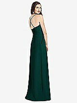 Rear View Thumbnail - Evergreen Criss Cross Back Crepe Halter Dress with Pockets