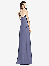 Rear View Thumbnail - French Blue Criss Cross Back Crepe Halter Dress with Pockets