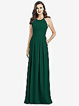 Front View Thumbnail - Hunter Green Criss Cross Back Crepe Halter Dress with Pockets