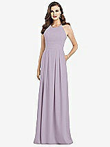 Front View Thumbnail - Lilac Haze Criss Cross Back Crepe Halter Dress with Pockets