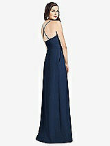 Rear View Thumbnail - Midnight Navy Criss Cross Back Crepe Halter Dress with Pockets