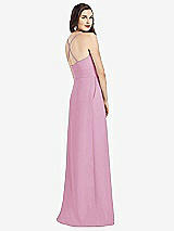Rear View Thumbnail - Powder Pink Criss Cross Back Crepe Halter Dress with Pockets