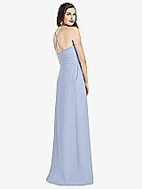 Rear View Thumbnail - Sky Blue Criss Cross Back Crepe Halter Dress with Pockets