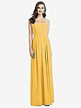 Alt View 1 Thumbnail - NYC Yellow Strapless Pleated Skirt Crepe Dress with Pockets