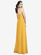 Rear View Thumbnail - NYC Yellow Strapless Pleated Skirt Crepe Dress with Pockets