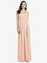 Alt View 1 Thumbnail - Pale Peach Strapless Pleated Skirt Crepe Dress with Pockets