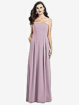 Front View Thumbnail - Suede Rose Strapless Pleated Skirt Crepe Dress with Pockets