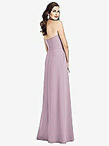 Rear View Thumbnail - Suede Rose Strapless Pleated Skirt Crepe Dress with Pockets