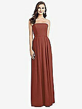 Alt View 1 Thumbnail - Auburn Moon Strapless Pleated Skirt Crepe Dress with Pockets
