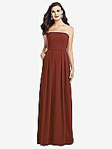 Front View Thumbnail - Auburn Moon Strapless Pleated Skirt Crepe Dress with Pockets