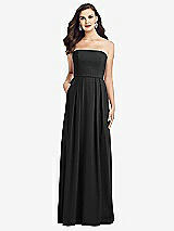 Front View Thumbnail - Black Strapless Pleated Skirt Crepe Dress with Pockets