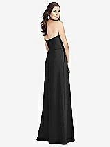 Rear View Thumbnail - Black Strapless Pleated Skirt Crepe Dress with Pockets
