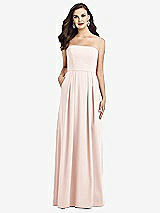 Front View Thumbnail - Blush Strapless Pleated Skirt Crepe Dress with Pockets