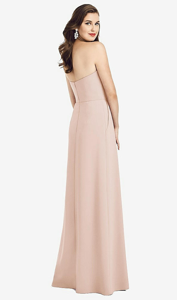 Back View - Cameo Strapless Pleated Skirt Crepe Dress with Pockets